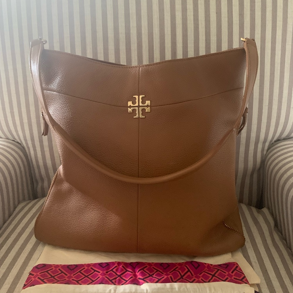 Tory Burch Pebbled Leather Hobo Shoulder Bag Purse